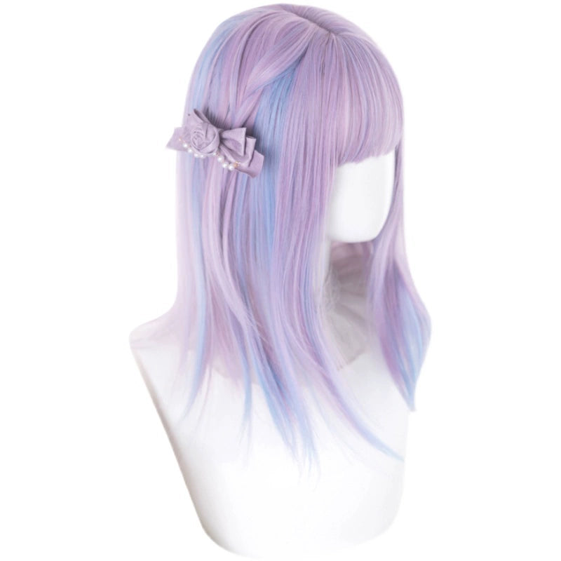 Lolita JK Wig Harajuku Blue Purple Highlight Dyed Wig 31722:367432 31722:367432