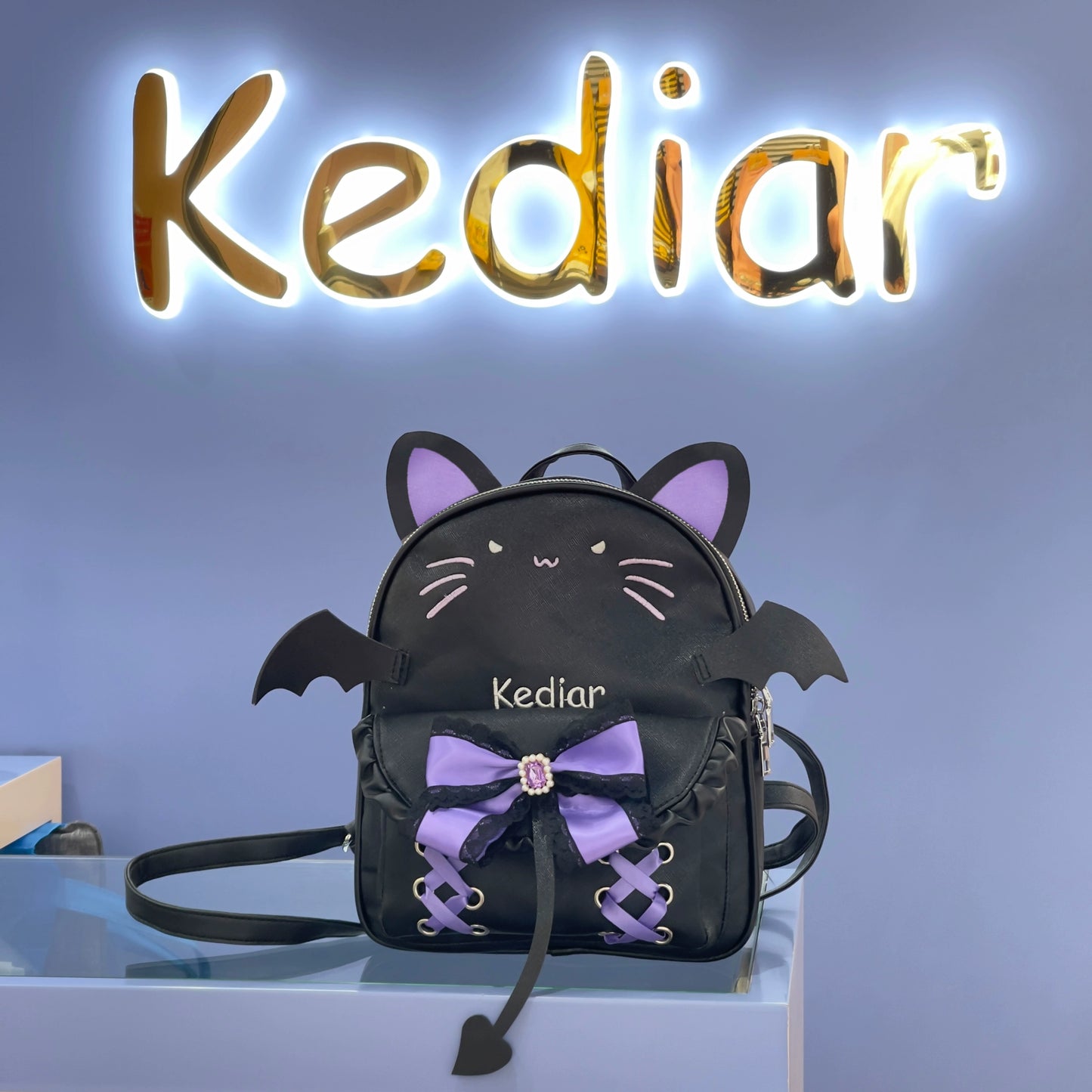 Jirai Kei Bag Devil Cat Double Shoulder Bag Kawaii Black Bag (Black) 37690:568172
