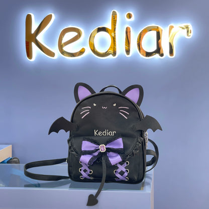 Jirai Kei Bag Devil Cat Double Shoulder Bag Kawaii Black Bag (Black) 37690:568172