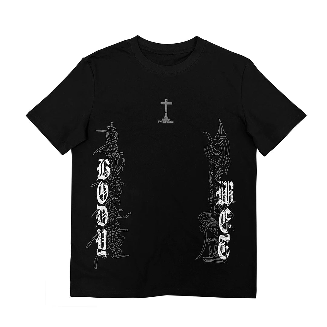 Subculture Black Printed T-shirt, Standard Shoulder Cut (L M S XL) 45697:859412