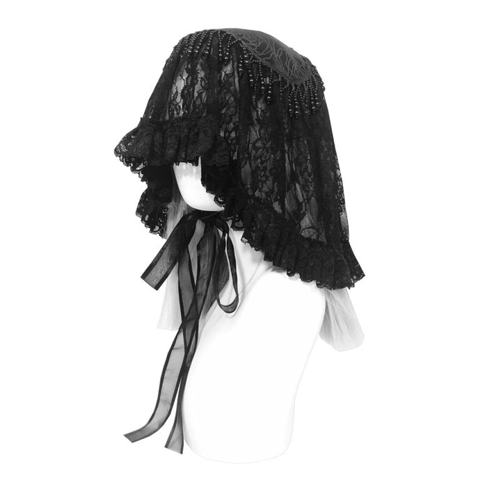 Gothic Headwear Black Lace Headband with Head Veil 39152:616078