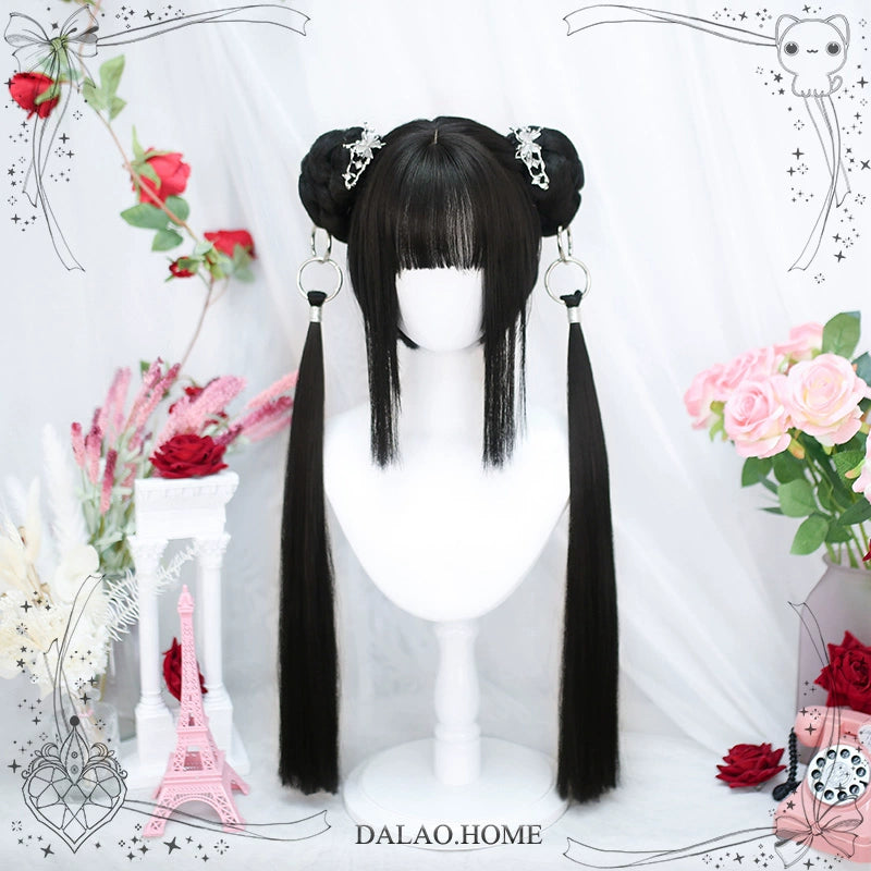 Lolita Wig Natural Black Short Straight Hair And Ponytail 35936:507632 35936:507632