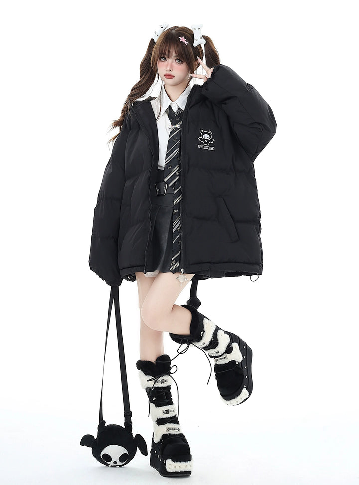 Yami Kawaii Coat Plu Size Cotton Coat Winter Black Jacket 39554:637080