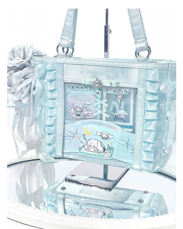 Large-Capacity Ita Bag, Clear Window Front + Rhinestones 43231:779294