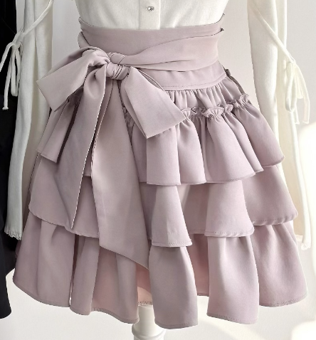 Jirai Kei Knit Top, Tiered Ruffle Skirt, Matching Choker (Pink / L M XL) 44685:821216