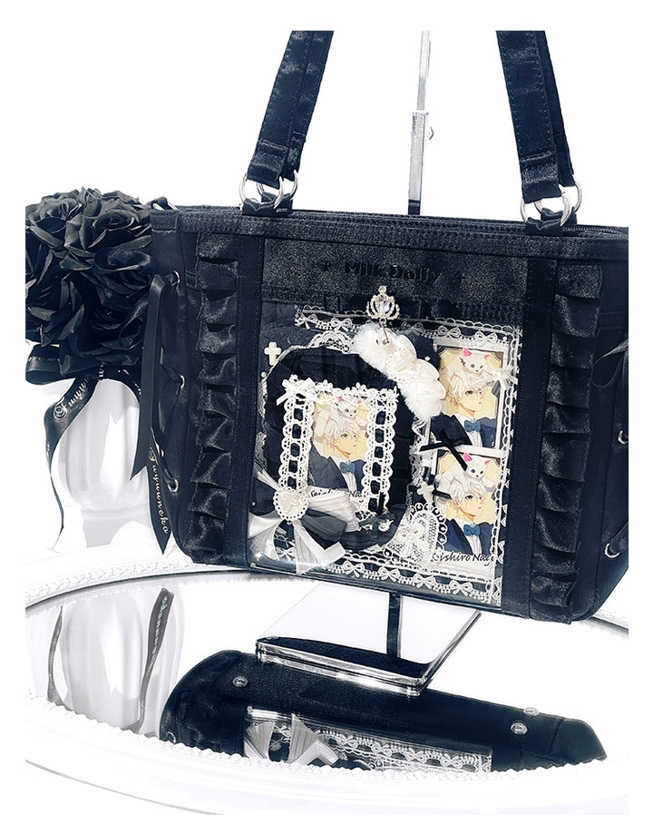 Large-Capacity Ita Bag, Clear Window Front + Rhinestones 43231:779311