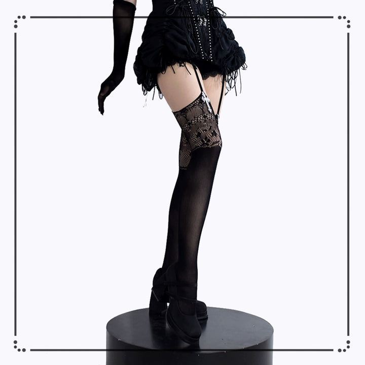Gothic Garter Stockings, Cross Pendant + Lace Cutout 43654:782624