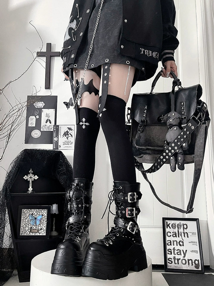 Sub-culture Mid-calf Length Boots, Platform Sole 44065:795640