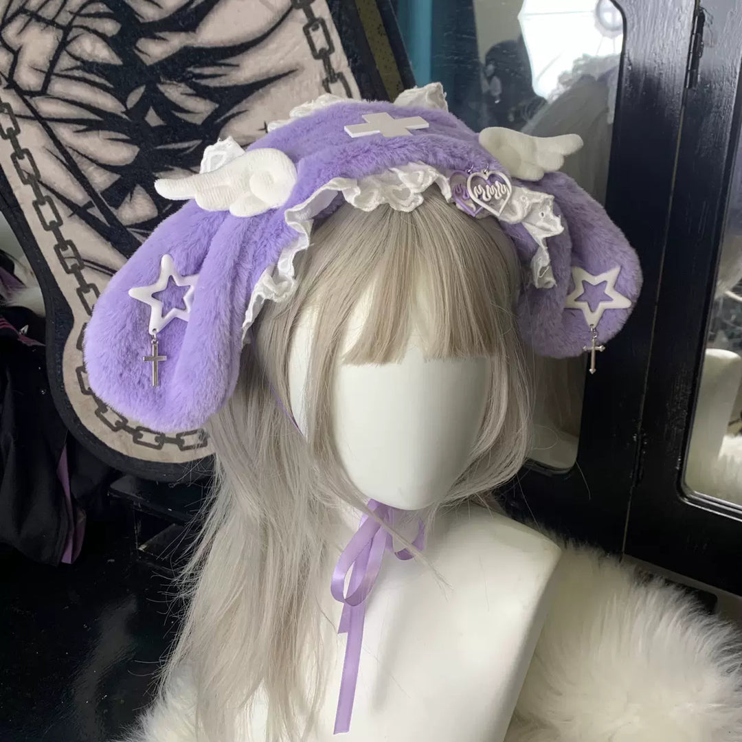 Jirai Kei Lolita Hairband Subculture Lace Furry Hair Accessory (Purple) 29296:530704