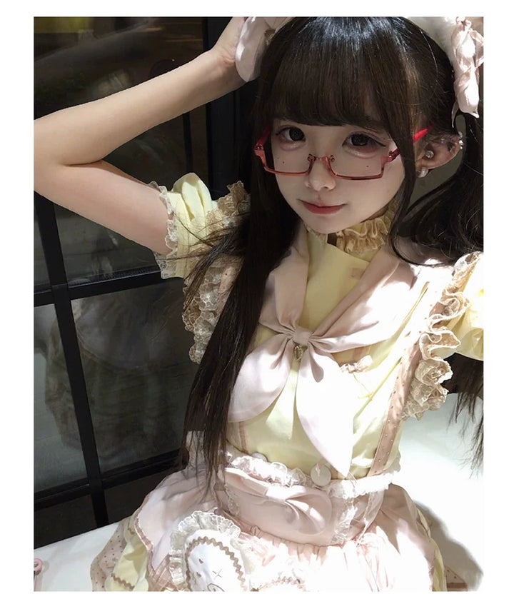 Kawaii Lolita Baker-Inspired Blouse, Suspender Skirt 44466:809163