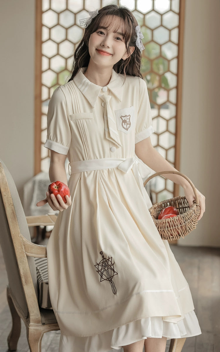 Preppy JK Uniform Dress A-line Princess Dress With Cape Multicolor 42437:760999