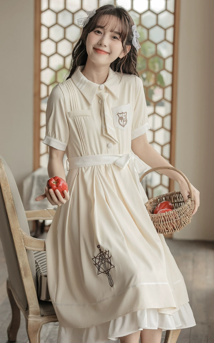 Preppy JK Uniform Dress A-line Princess Dress With Cape Multicolor 42437:760999