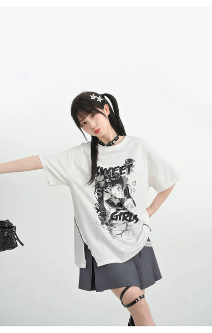 Y2K T-Shirt Anime Top Ripped Design 35898:559874