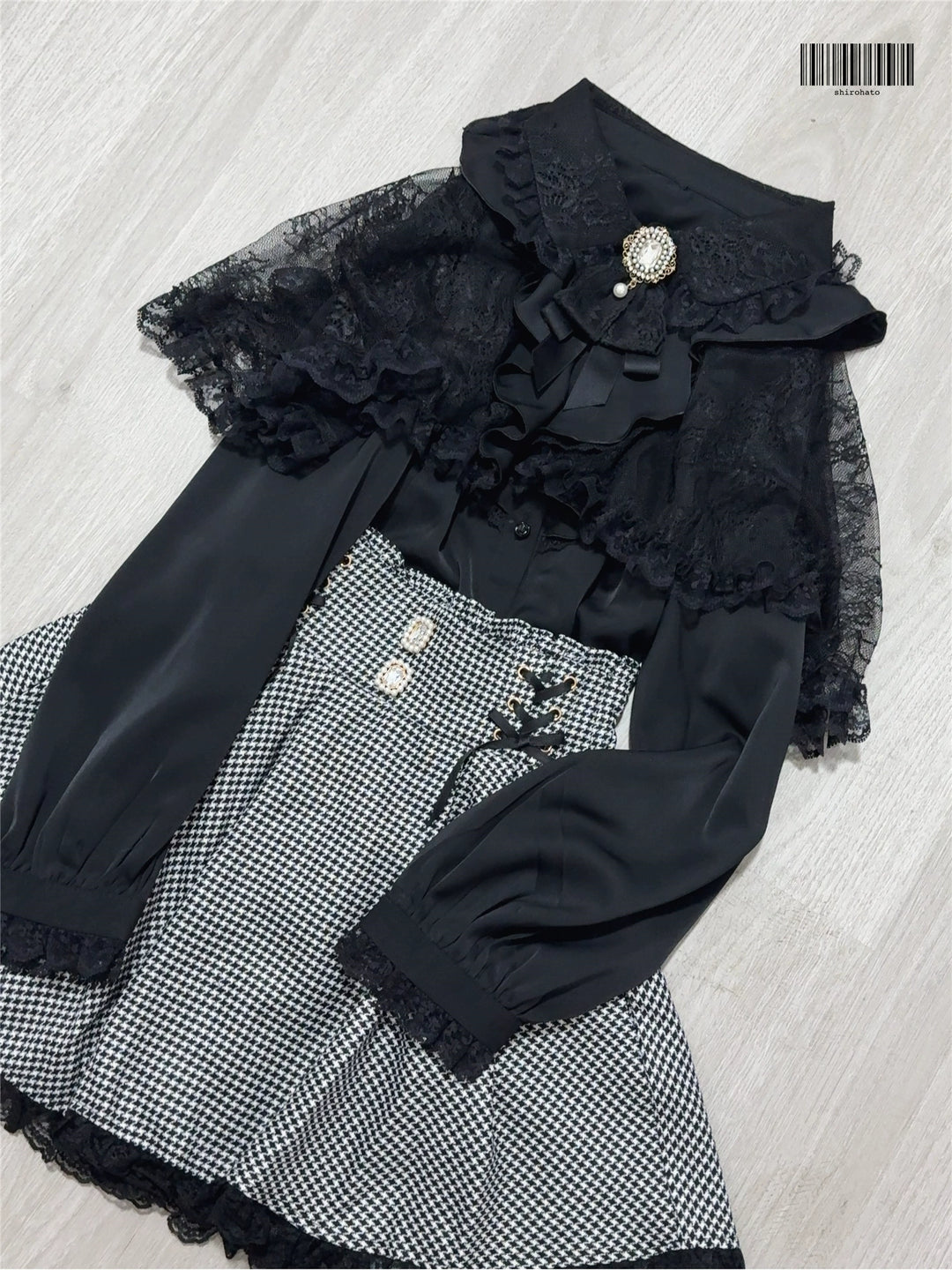 Jirai Kei Skirt Ryousangata Plaid Skirt Lace Suspender Skirt 41690:724614