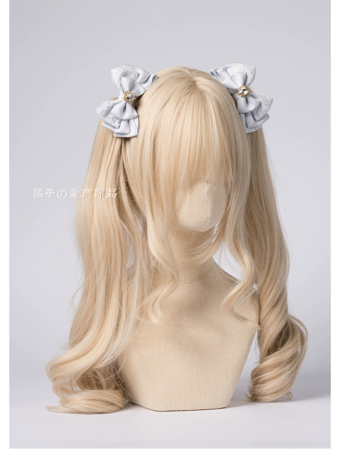 Jirai Kei Four-layer Bow Hair Clips, Heart Rhinestone 45777:861996