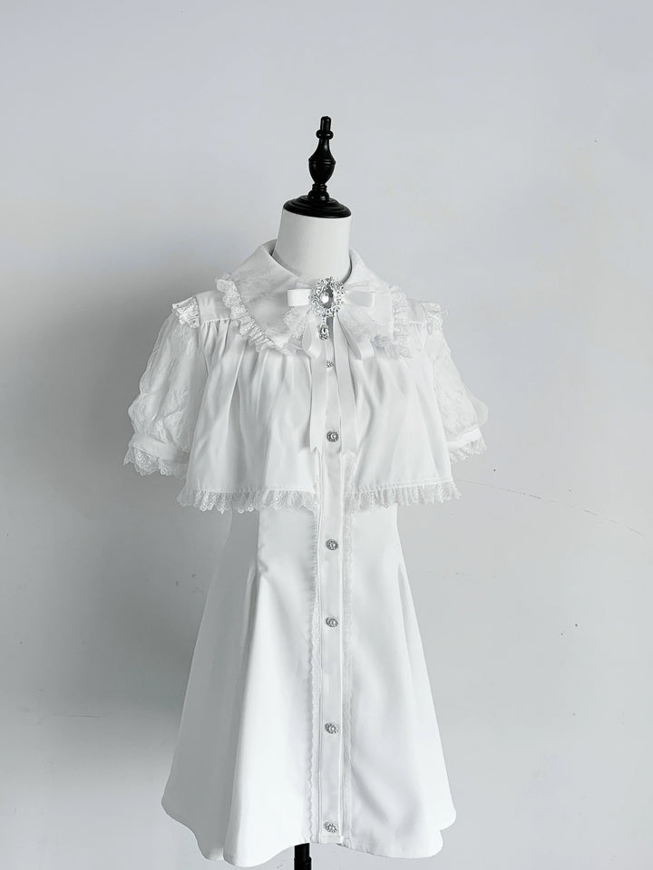 Layered Jirai Kei Dress, Detachable Rhinestone Bow (L M S XL) 45196:841341