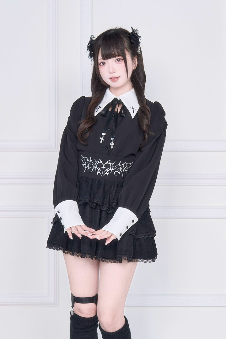 Jirai Kei Skirt Outfit, Cross Embriodery (L M) 43942:790060