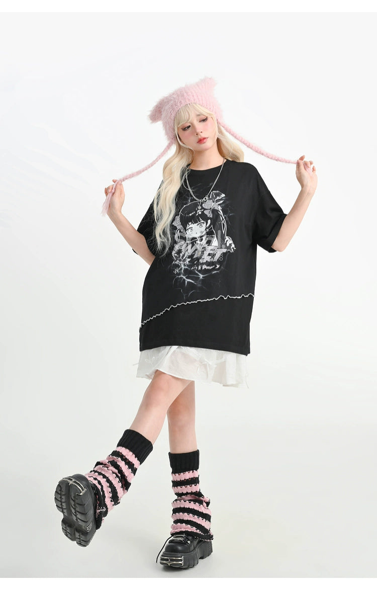 Y2K T-Shirt Anime Top Ripped Design 35898:559852