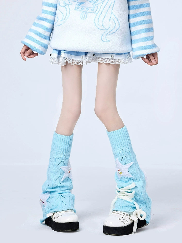 Jirai Kei Knit Leg Sleeves Y2K Stacked Socks Multicolor 38250:582376