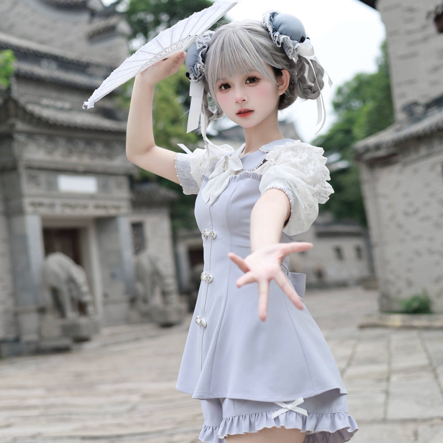 Jirai Kei Set Up Petal Collar Dress Chinese Style Outfit 37120:551916