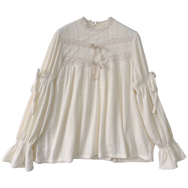 Mori Kei Retro Sweet Beige Blouse Skirt 22556:330788