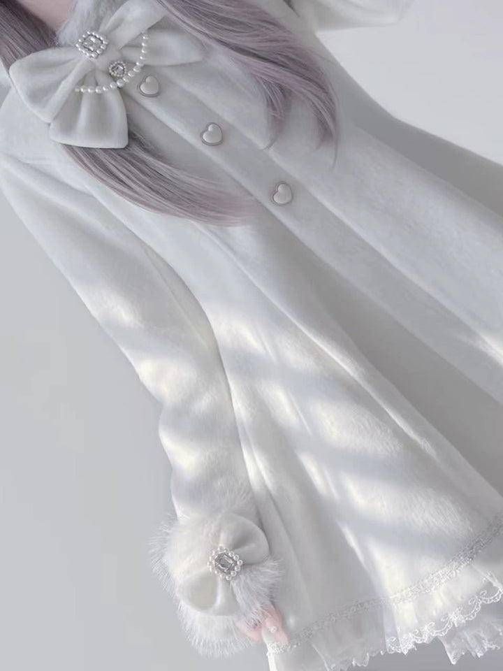 Wool-Blend Jirai Kei Coat, Bunny Ear Hood and Bows 44013:793028