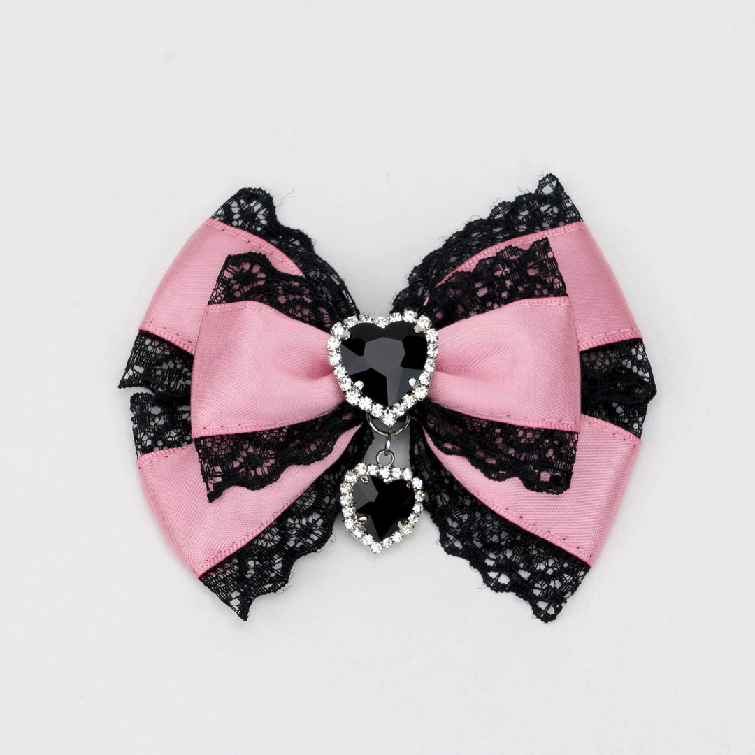 13-Color Jirai Kei Subculture Lace Rhinestone Bow Hair Clip 21590:310940 21590:310940