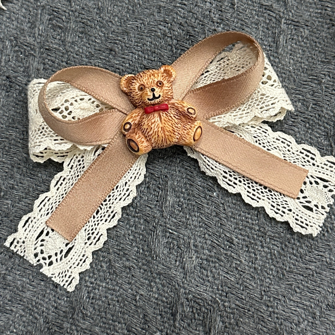 Lolita Hair Clips Bear Lace Bow Hair Clips Multicolor 32180:467282 32180:467282