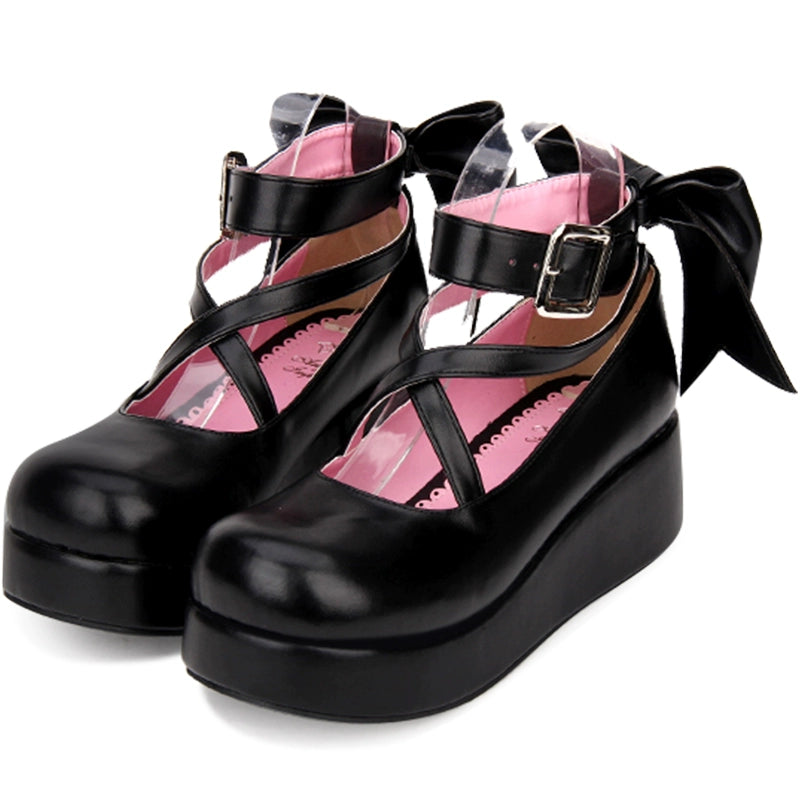 Lolita Platform Shoes Big Bow Round Toe Shoes Multicolor 31644:370264 31644:370264