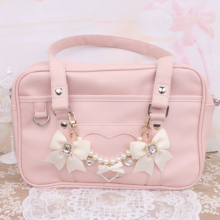 Ryousangata Bag Chain & Bow Charm, Heart-Shaped Rhinestone 45075:839449
