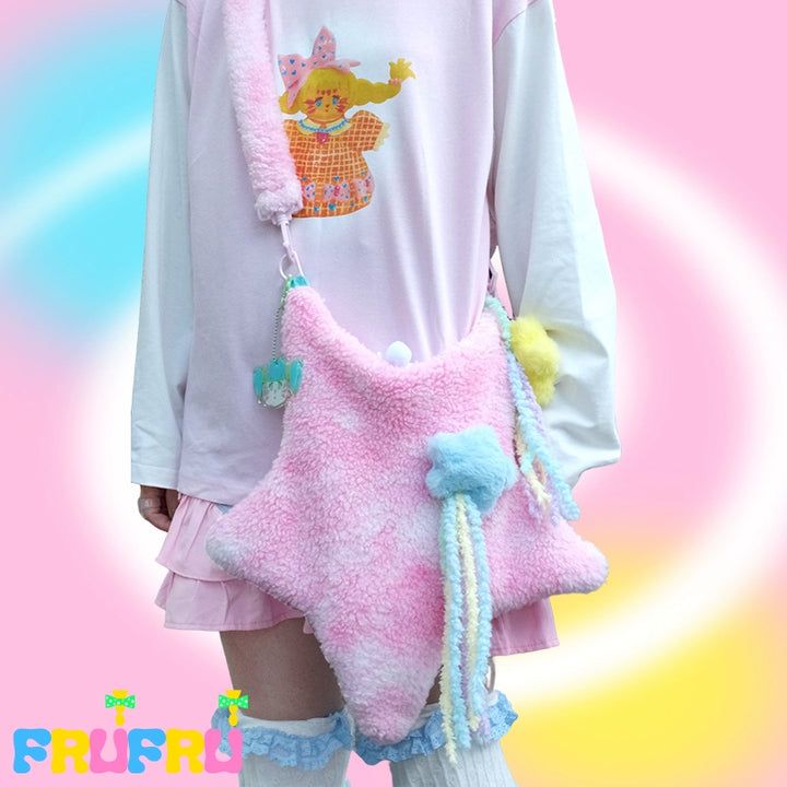 Fairy Kei Crossbody Plush Bag Pastel Stars Bag Multicolor 31708:370070 31708:370070