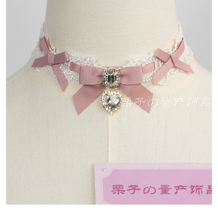 Jirai Kei Lace Choker, Detachable Faux Pearl Necklace 44010:793223