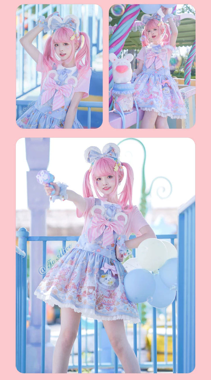 Fairy Kei Pink/ Blue Purple Yellow Coffee Lolita Dress 31732:365842 31732:365842