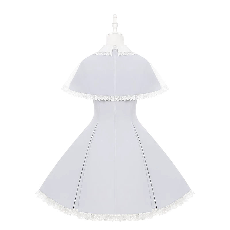 Ryousangata Cape Layered Dress, White & Blue 45573:853446