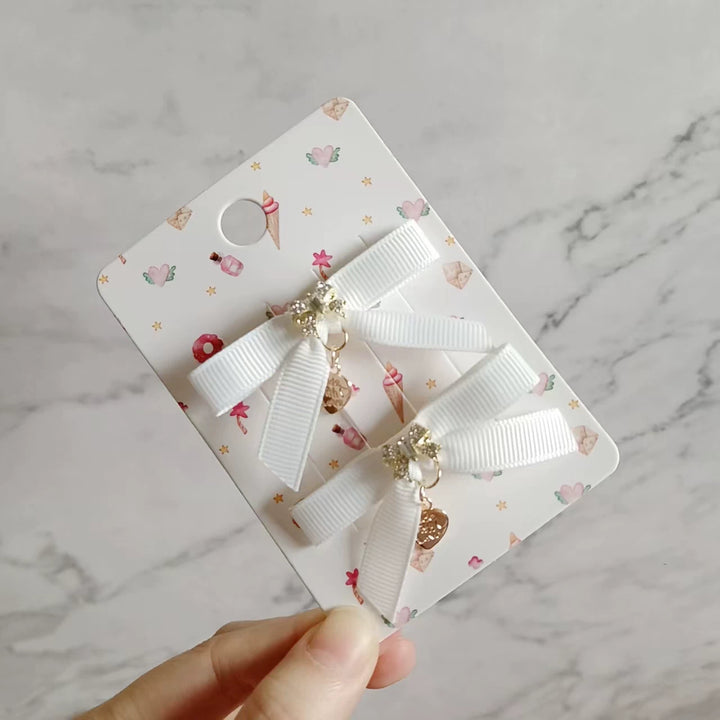 Jirai Kei Hair Clip, Rhinestone Bow & Heart Pendant 45071:834162