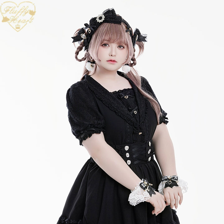 Lace Sailor Collar Jirai Kei Blouse, Heart Buttons 43586:780431