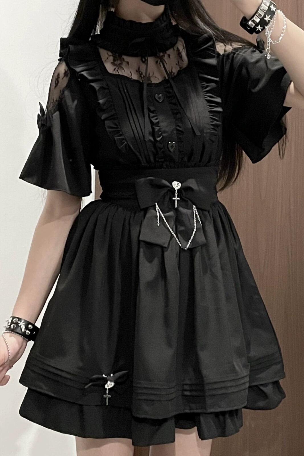 Plus Size Jirai Kei Set Up Gothic Blouse And Skirt Set (2XL 3XL L M S XL XS) 35596:538208