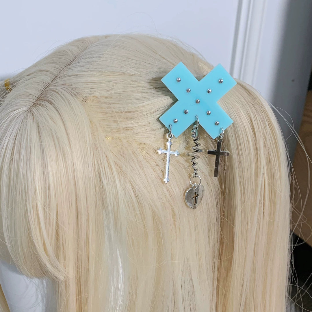 Jirai Kei Punk Hair Clips Subculture Cross Pendant Hair Clip 29272:357920