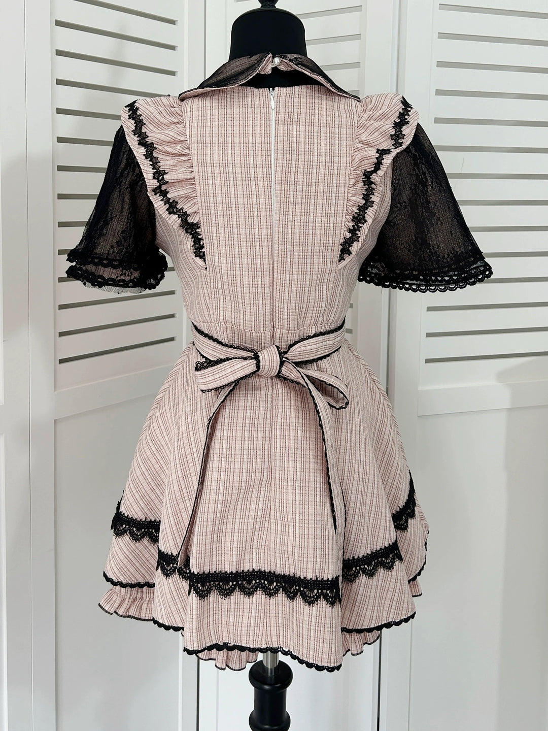 Jirai Kei Lace Sleeve Dress Set, Detachable Faux Collar 45261:842962