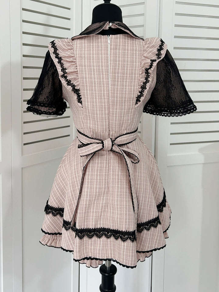 Jirai Kei Lace Sleeve Dress Set, Detachable Faux Collar 45261:842962