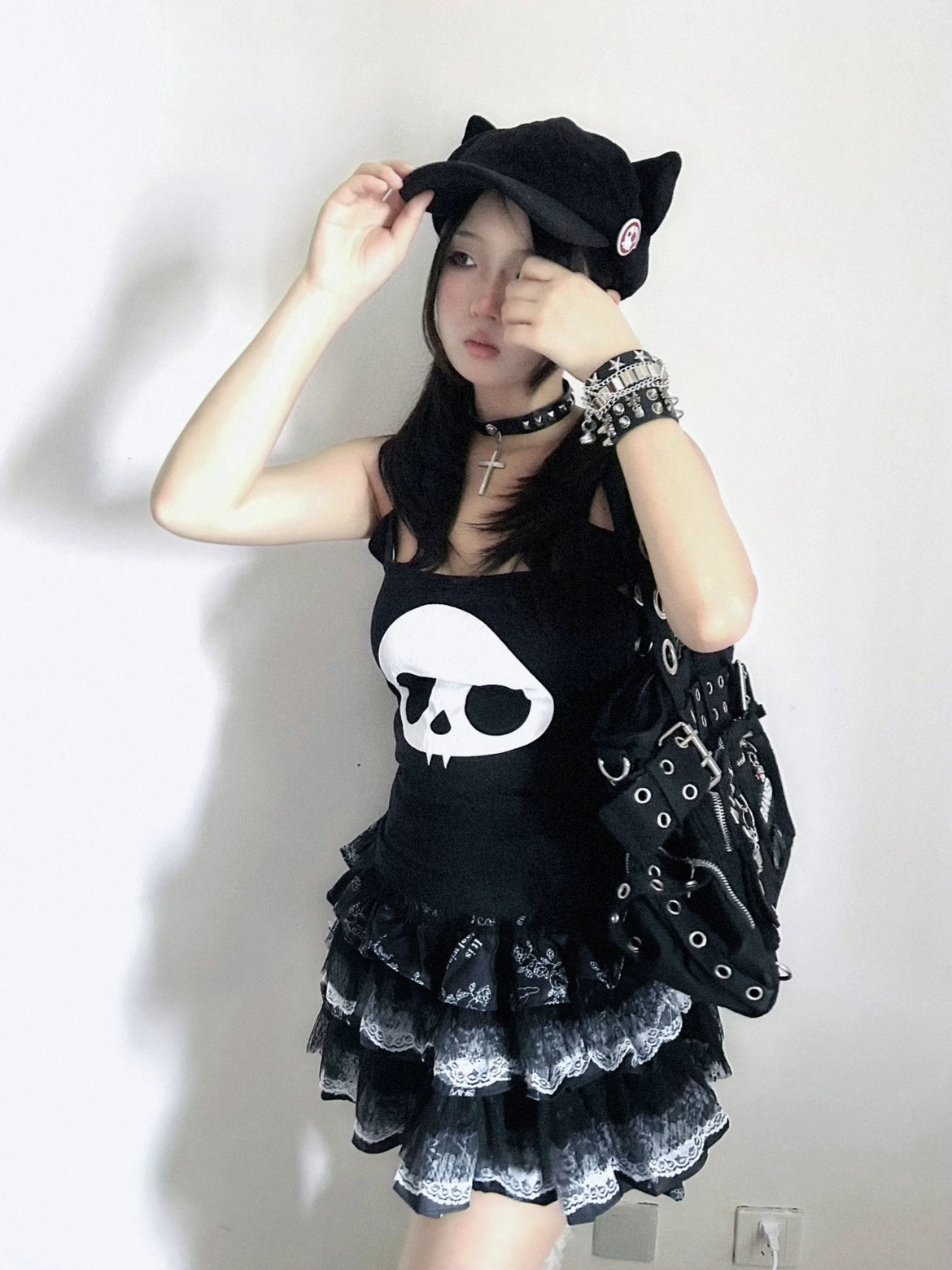 Jirai Kei Skirt Gothic Punk Skirt Black Lace Puff Skirt 36582:558552