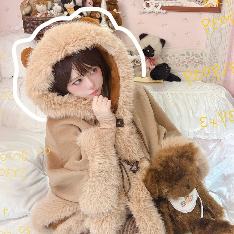 Sweet Lolita Winter Coat Cat Ear Woolen Cloak Kawaii Lolita Cape 40288:667770