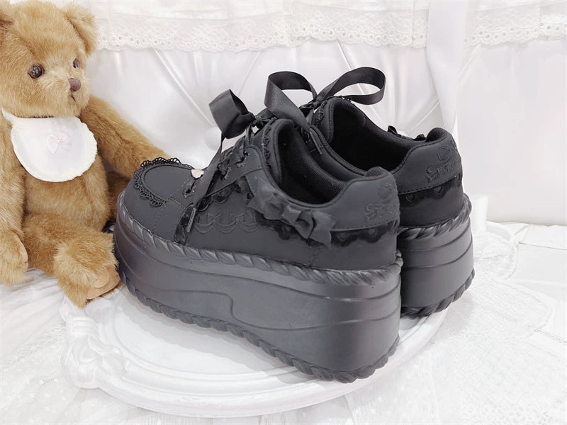 Jirai Kei Platform Shoes, Heart Details & Bows 45252:842631