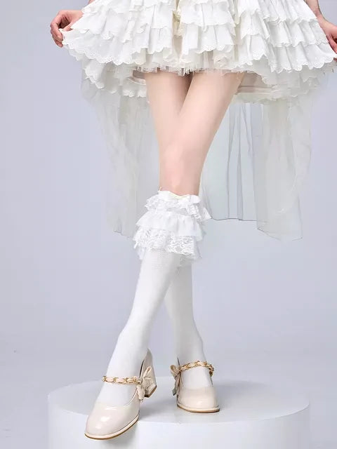 Lolita Sock Leg Covers Calf Socks With Bows (F) 36534:536114
