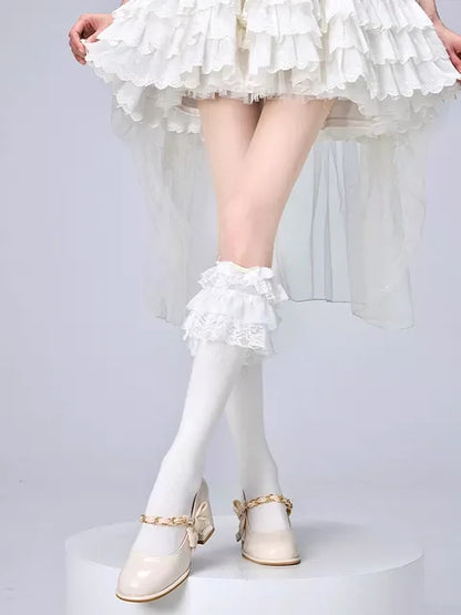 Lolita Sock Leg Covers Calf Socks With Bows (F) 36534:536114