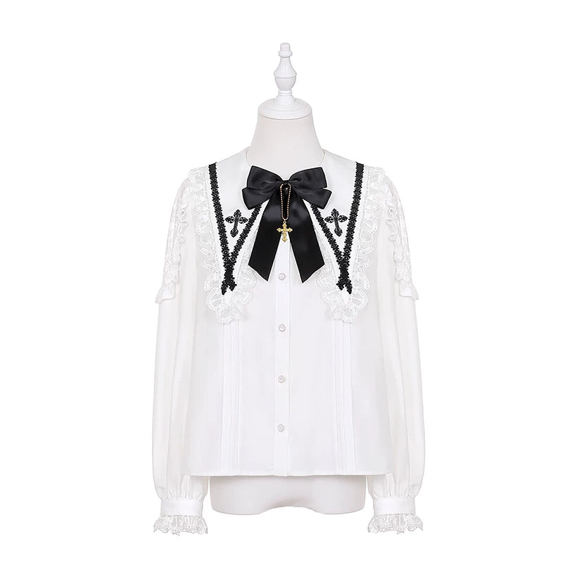 Jirai Kei Flutter Sleeve Suspender Skirt Set, Cross Pendants (L M S) 45581:860445