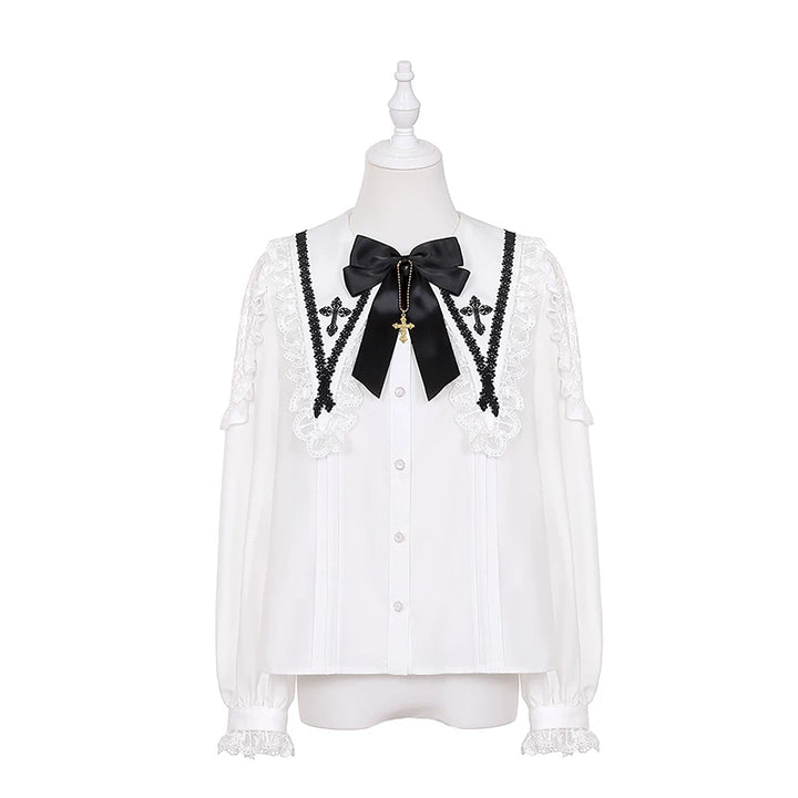 Jirai Kei Flutter Sleeve Suspender Skirt Set, Cross Pendants (L M S) 45581:860445