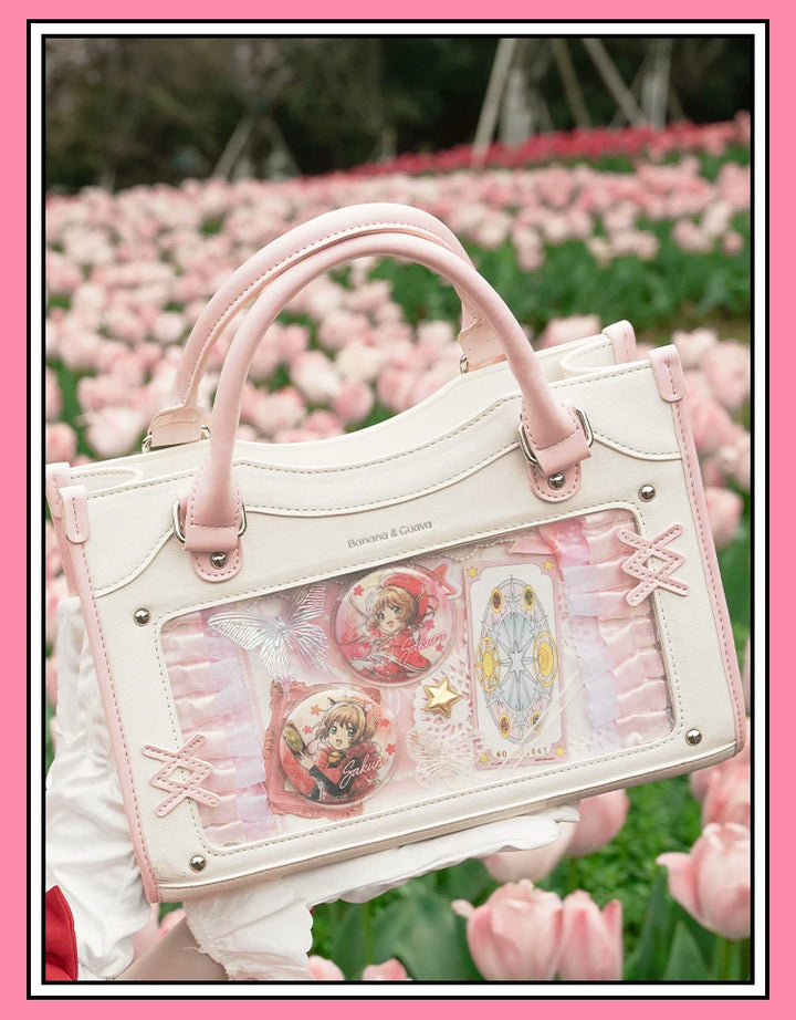 Y2K Square Shaped Ita Bag, Clear Window & Star Chain 45418:848129
