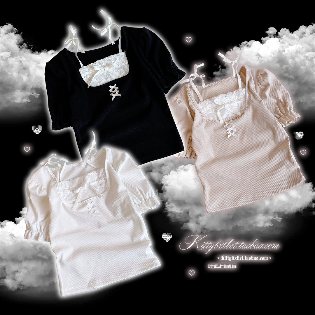 Ryousangata Slim-Fit Top, Puff Short Sleeves 43615:781127