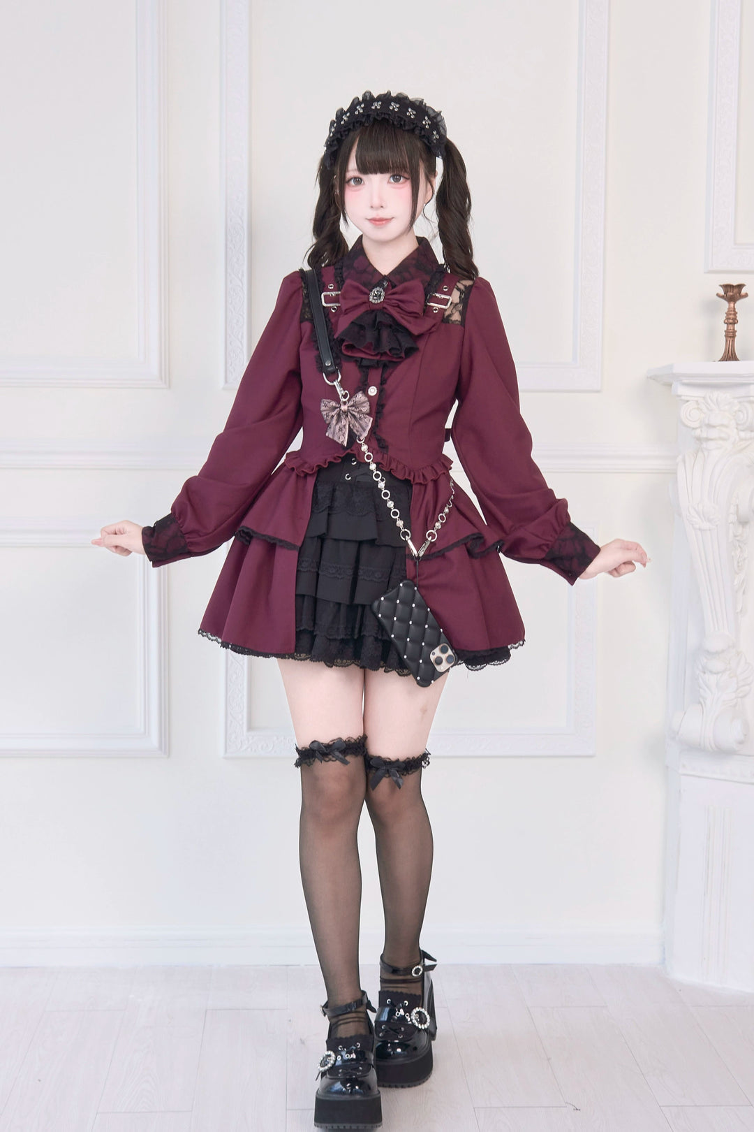 Light Gothic Blouse, Long Tiered Hem, Back Shirring 43588:780731